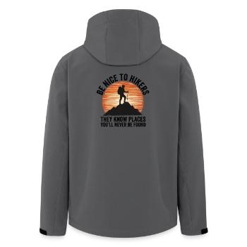 Wandern – Outdoor-Abenteuer – Sei nett zu Wanderern - Recycelte Männer Softshell-Jacke von Stanley/Stella -  - Hinten - AI Model Male 185 light (185cm)