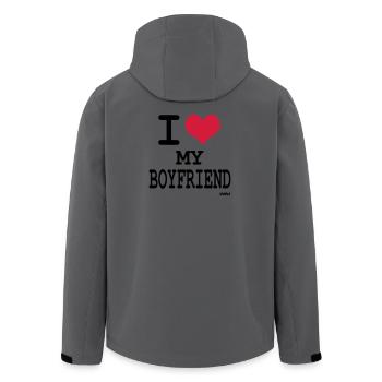 i love my boyfriend - Recycelte Männer Softshell-Jacke von Stanley/Stella - Dunkles Petrol - Hinten - AI Model Male 185 light (185cm)
