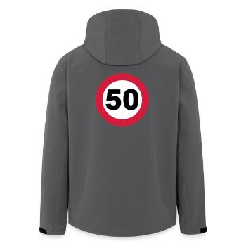 50e anniversaire , 50 ans , Panneau de signalisation 50 (25) - Veste softshell homme en polyester recyclé Stanley/Stella - bleu pétrole foncé - Dos - AI Model Male 185 light (185cm)