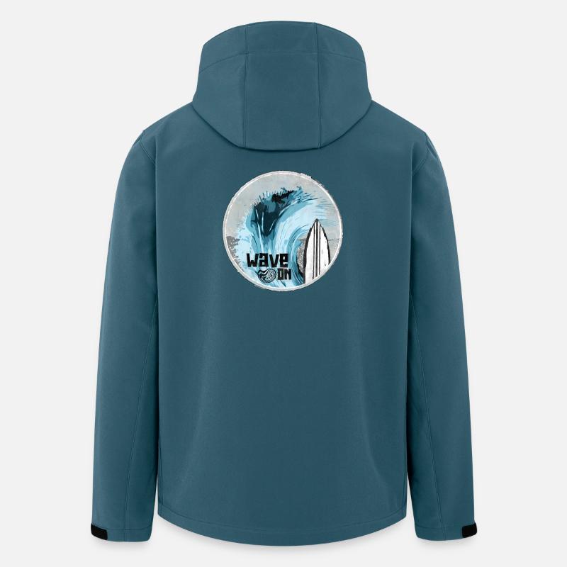 Meereswelle mit Surfboard Design - Recycelte Männer Softshell-Jacke von Stanley/Stella - Dunkles Petrol