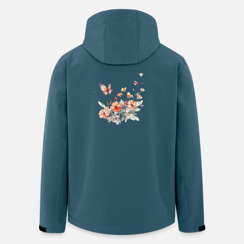 Flowers + butterfly - minimally abstract - Men’s Recycled Softshell Jacket by Stanley/Stella - stargazer