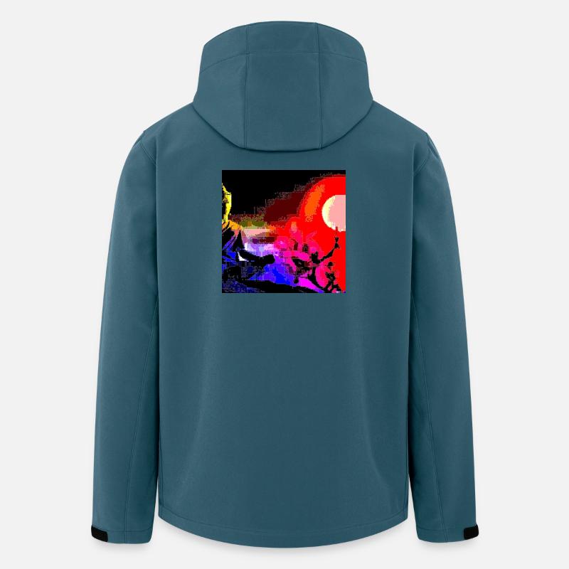Futuristische Pixelkunst des Sonnenuntergangs - Recycelte Männer Softshell-Jacke von Stanley/Stella - Dunkles Petrol