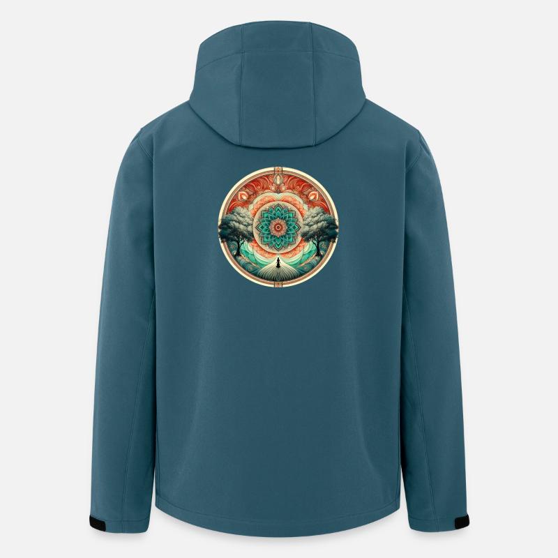 Zen-Mandala mit Bäumen und Meditation - Recycelte Männer Softshell-Jacke von Stanley/Stella - Dunkles Petrol