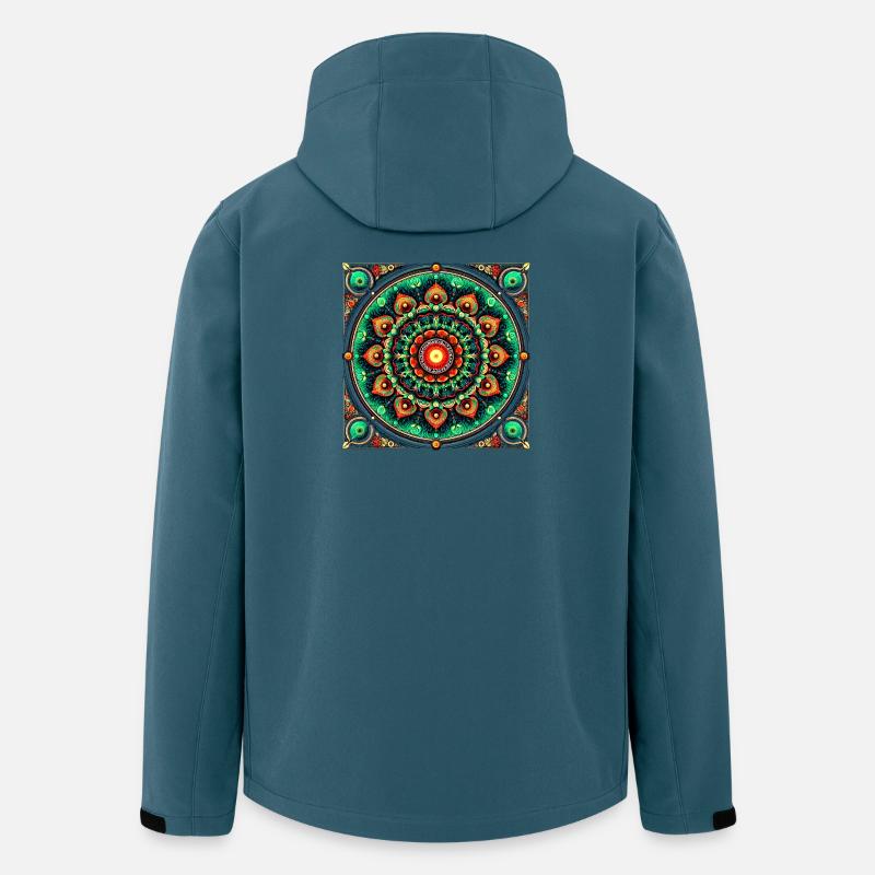 Buntglas-Mandala grün und orange - Recycelte Männer Softshell-Jacke von Stanley/Stella - Dunkles Petrol