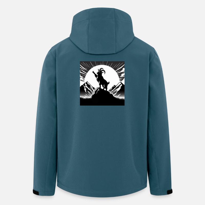 Ziege mit erhobenem Huf, Comic, Zeichnung, schwarz - Recycelte Männer Softshell-Jacke von Stanley/Stella - Dunkles Petrol