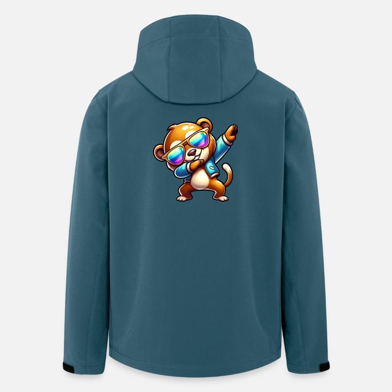 Cooler Bär Dabbing Sonnenbrille Regenbogen - Recycelte Männer Softshell-Jacke von Stanley/Stella - Dunkles Petrol