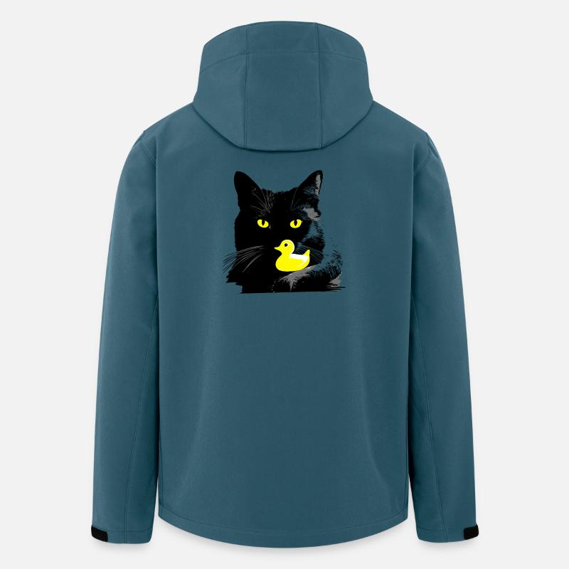 Chat noir avec canard couinant - Veste softshell homme en polyester recyclé Stanley/Stella - bleu pétrole foncé