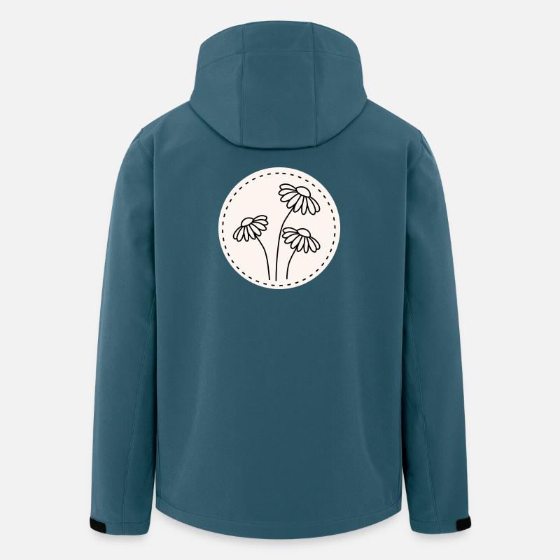 Gänseblümchen Line Art – Blumen Motiv Kreis - Recycelte Männer Softshell-Jacke von Stanley/Stella - Dunkles Petrol