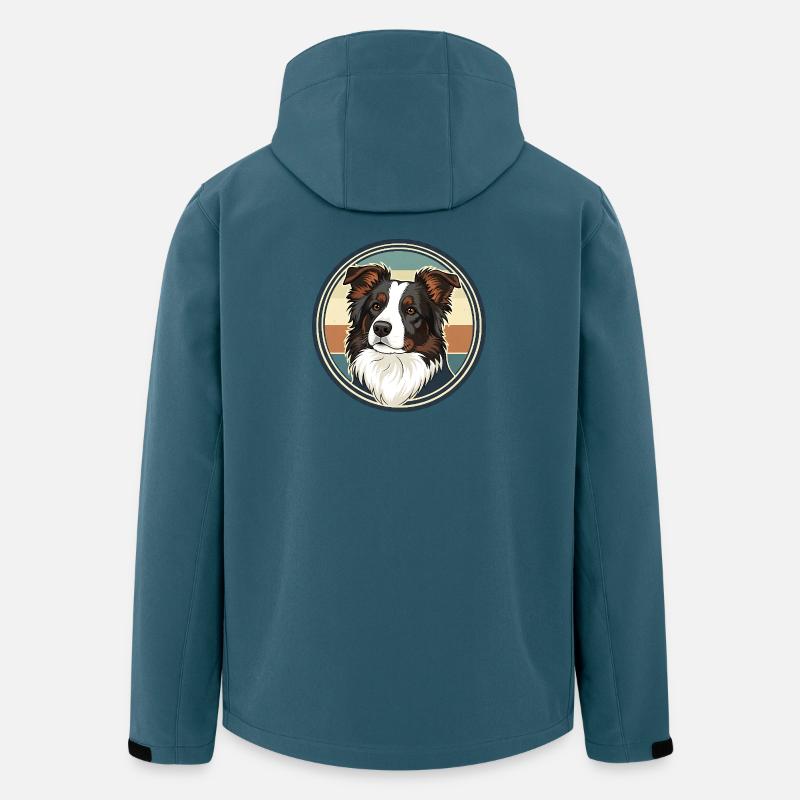 Border Collie Retro Emblem Design - Veste softshell homme en polyester recyclé Stanley/Stella - bleu pétrole foncé