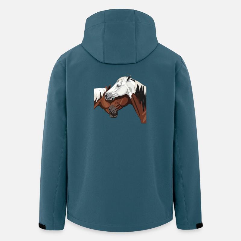 Impression de cheval élégant - Veste softshell homme en polyester recyclé Stanley/Stella - bleu pétrole foncé