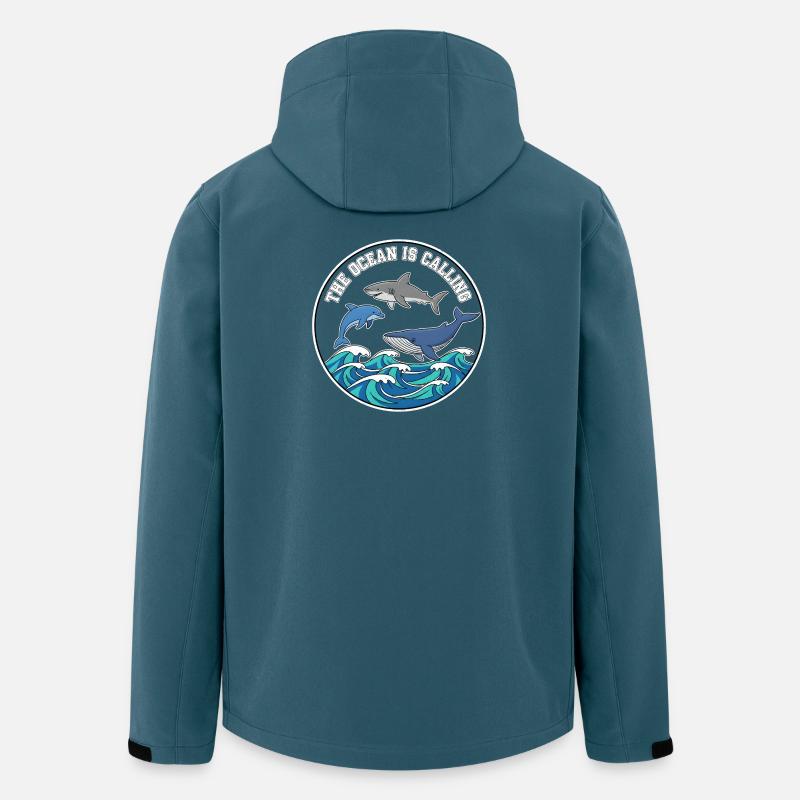 Ozean ruft Delfin Wal Badge - Recycelte Männer Softshell-Jacke von Stanley/Stella - Dunkles Petrol