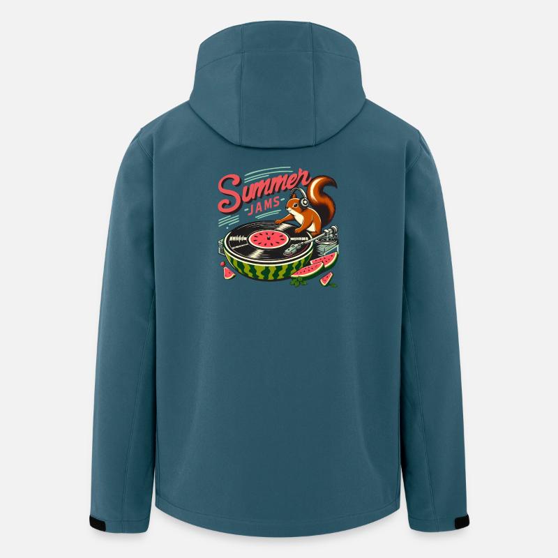 Summer Jams Musik - Eichhörnchen mit Melone - Recycelte Männer Softshell-Jacke von Stanley/Stella - Dunkles Petrol