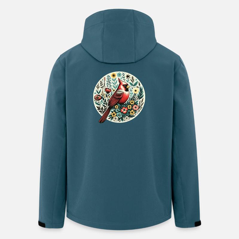 Kardinal im Blumenkreis - Recycelte Männer Softshell-Jacke von Stanley/Stella - Dunkles Petrol