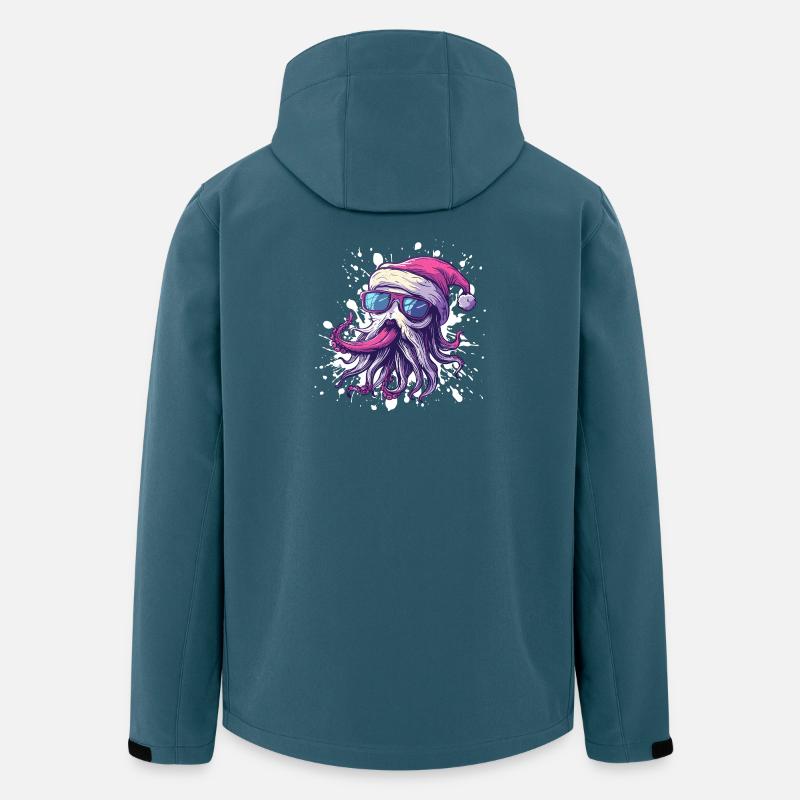 Méduse Noël drôle - Veste softshell homme en polyester recyclé Stanley/Stella - bleu pétrole foncé