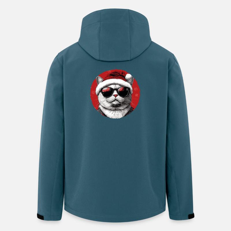 Weihnachtskatze mit Sonnenbrille - Recycelte Männer Softshell-Jacke von Stanley/Stella - Dunkles Petrol