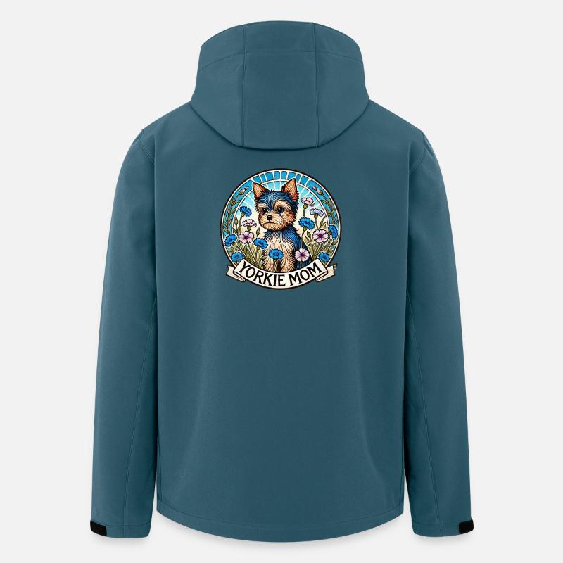 Yorkie Mom Blumenemblem - Recycelte Männer Softshell-Jacke von Stanley/Stella - Dunkles Petrol