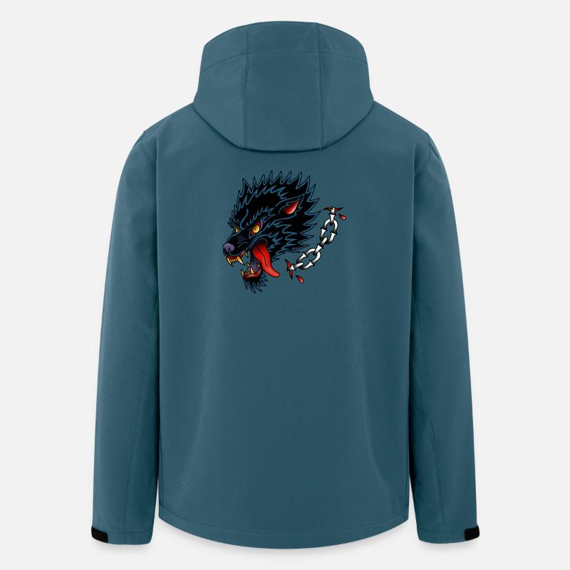 Black Wolf Old School Tattoo-Design - Recycelte Männer Softshell-Jacke von Stanley/Stella - Dunkles Petrol