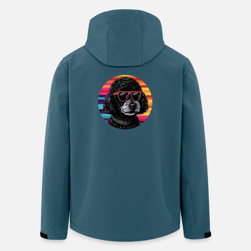 Pudel mit Sonnenbrille im Retro-Ring - Recycelte Männer Softshell-Jacke von Stanley/Stella - Dunkles Petrol