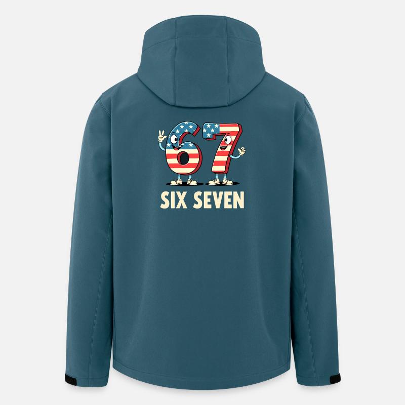 US Flag 67 Memes Six Seven - Veste softshell homme en polyester recyclé Stanley/Stella - bleu pétrole foncé