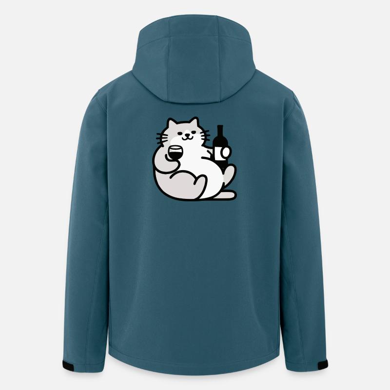 Katze mit Wein Illustration - Recycelte Männer Softshell-Jacke von Stanley/Stella - Dunkles Petrol