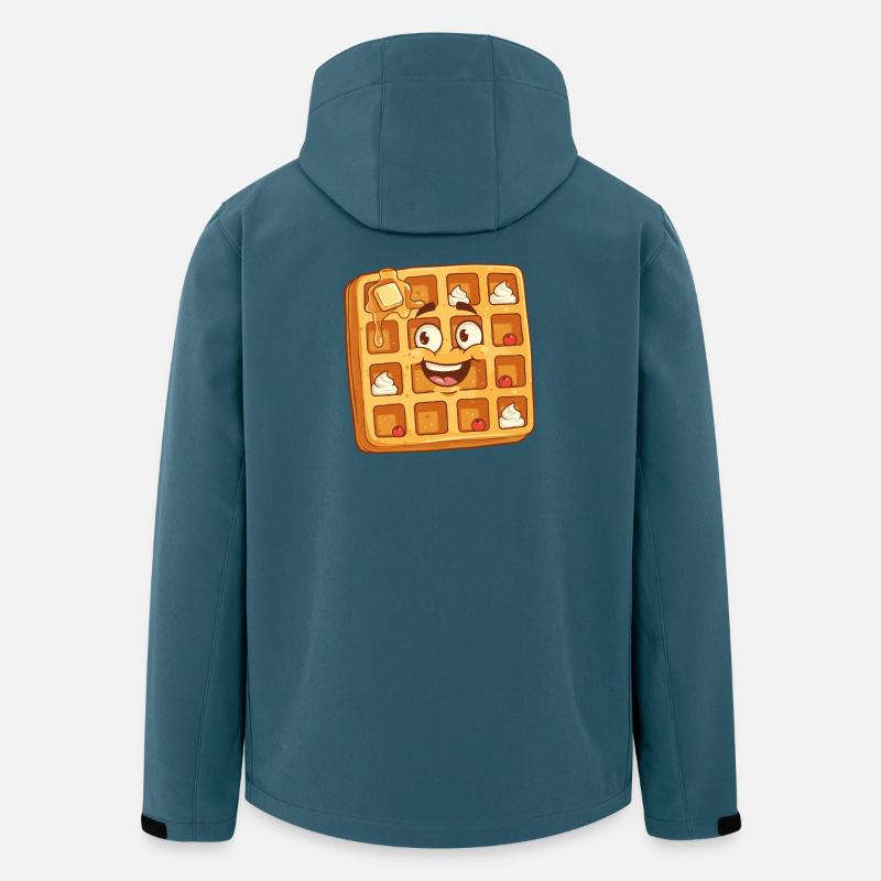 Dessin animé Happy Waffle Face - Veste softshell homme en polyester recyclé Stanley/Stella - bleu pétrole foncé