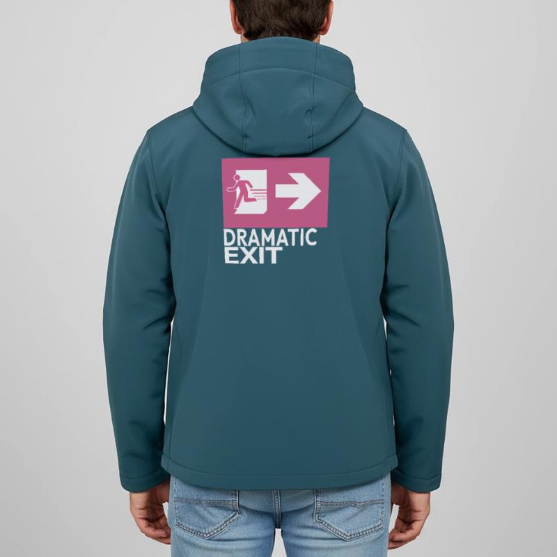 Dramatic Exit Funny Statement Minimal Graphic Men’s Recycled Softshell Jacket by Stanley/Stella