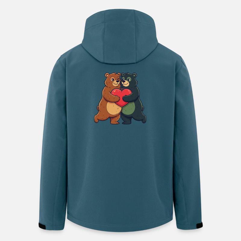 Zwei Bären Herzfreundschaft - Recycelte Männer Softshell-Jacke von Stanley/Stella - Dunkles Petrol