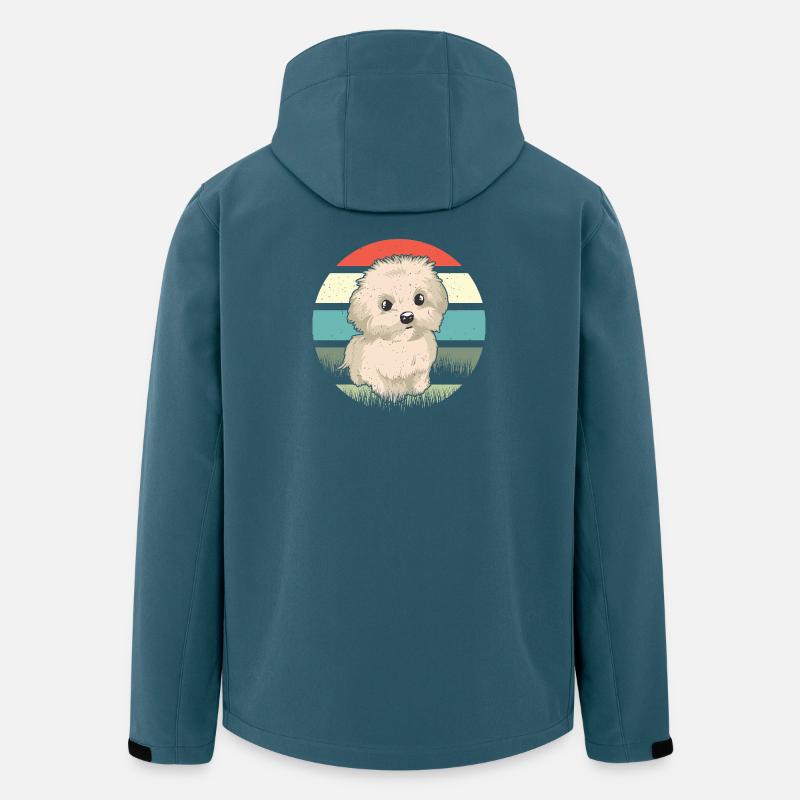 Chien rétro maltais - Veste softshell homme en polyester recyclé Stanley/Stella - bleu pétrole foncé