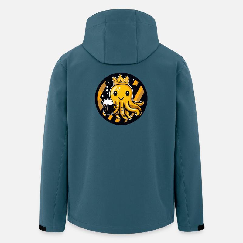 Bière méduse drôle - Veste softshell homme en polyester recyclé Stanley/Stella - bleu pétrole foncé