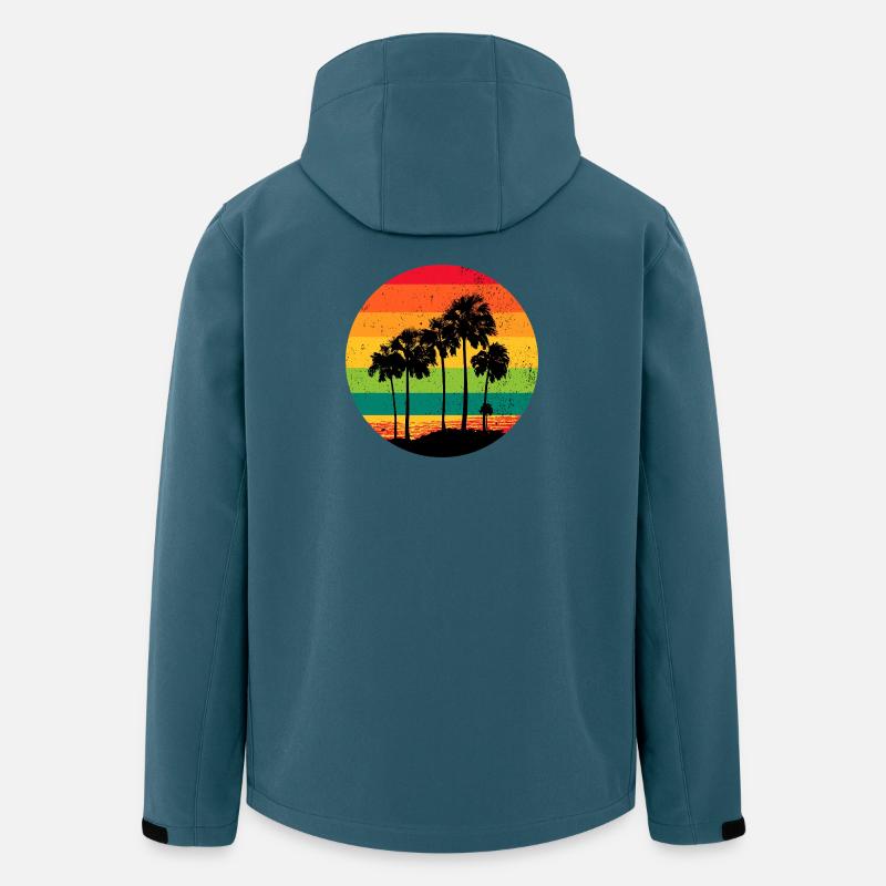 Palm Trees Beach Sunset Rétro - Veste softshell homme en polyester recyclé Stanley/Stella - bleu pétrole foncé