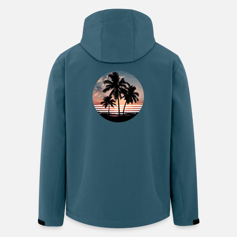 Palmiers de mer de plage - Veste softshell homme en polyester recyclé Stanley/Stella - bleu pétrole foncé