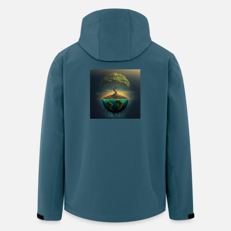 Welttree: Baum über halber Kugel - Recycelte Männer Softshell-Jacke von Stanley/Stella - Dunkles Petrol