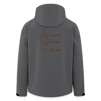 Anniversaire de mariage 20 ans Noces de Porcelaine - Veste softshell homme en polyester recyclé Stanley/Stella - bleu pétrole foncé - Dos - AI Model Male 185 light (185cm)