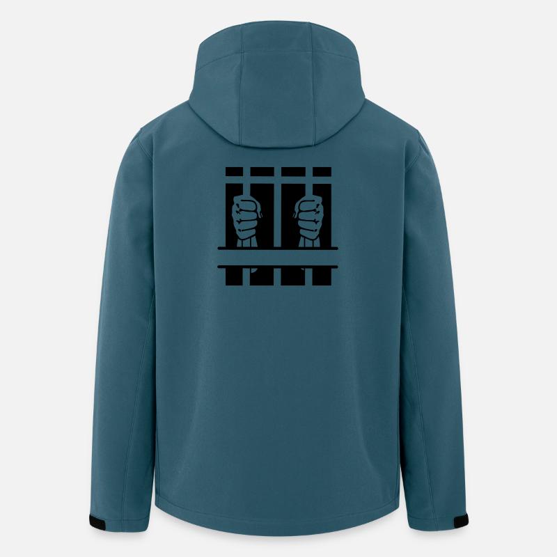 Zwei Fäuste hinter Gittern und Leerzeichen - Recycelte Männer Softshell-Jacke von Stanley/Stella - Dunkles Petrol