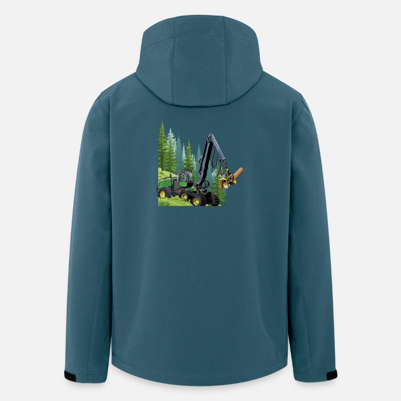 Harvester, Holzvollernter im Wald - Recycelte Männer Softshell-Jacke von Stanley/Stella - Dunkles Petrol