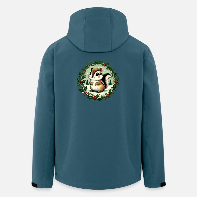 Festliches Eichhörnchen mit Stechpalmenkranz - Recycelte Männer Softshell-Jacke von Stanley/Stella - Dunkles Petrol