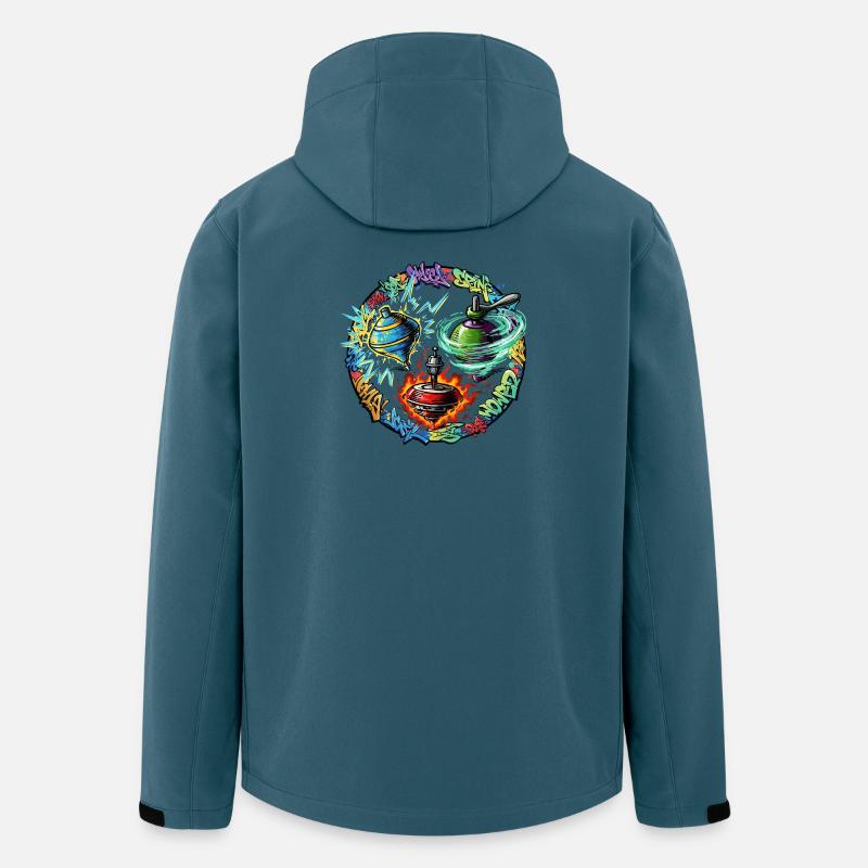 Cercle de graffitis de feu Yoyo - Veste softshell homme en polyester recyclé Stanley/Stella - bleu pétrole foncé