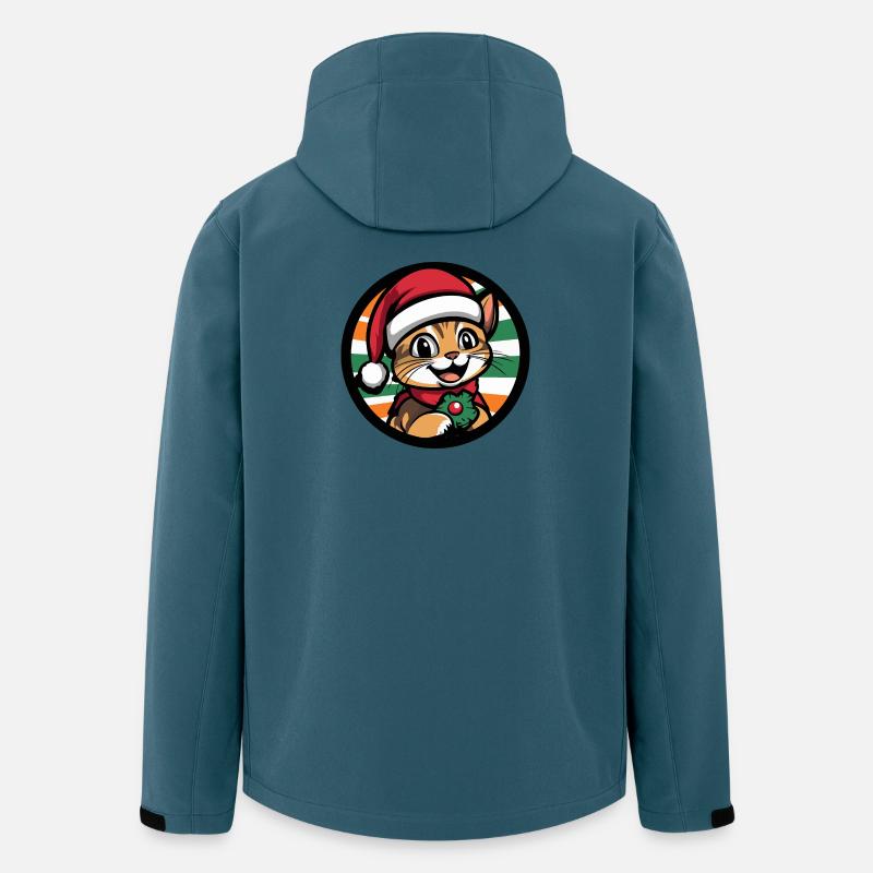 Weihnachtskatze mit Mistelkranz - Recycelte Männer Softshell-Jacke von Stanley/Stella - Dunkles Petrol