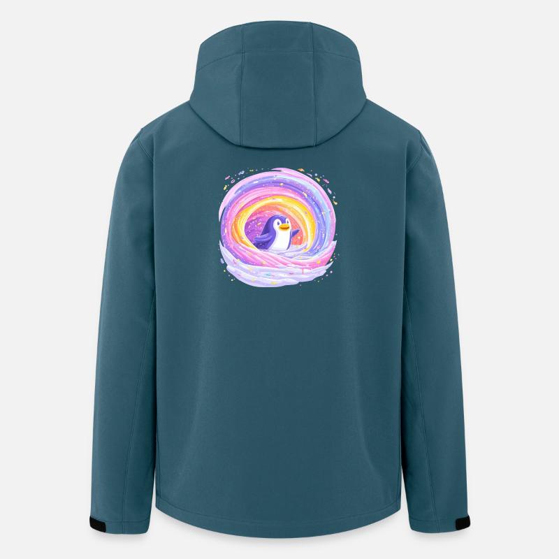 Regenbogen-Pinguin im Wirbel - Recycelte Männer Softshell-Jacke von Stanley/Stella - Dunkles Petrol