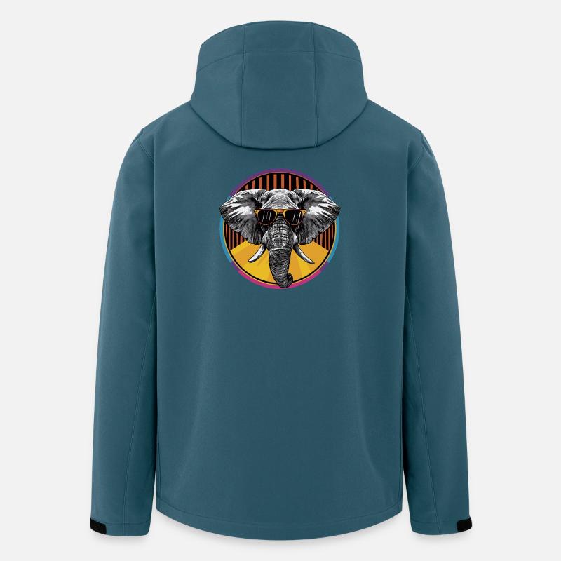 Elefant mit Sonnenbrille im Neon-Kreis - Recycelte Männer Softshell-Jacke von Stanley/Stella - Dunkles Petrol