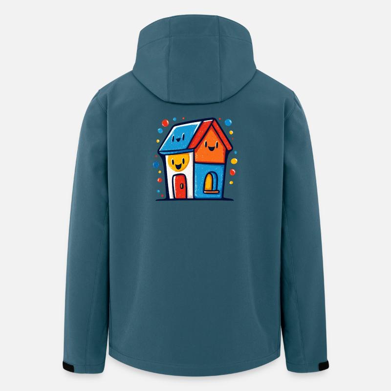 Buntes Haus-Trio mit lachenden Gesichtern - Recycelte Männer Softshell-Jacke von Stanley/Stella - Dunkles Petrol