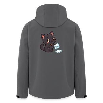 Kawaii Black Cat and Envelopes - Men’s Recycled Softshell Jacket by Stanley/Stella - stargazer - Back - AI Model Male 185 light (185cm)