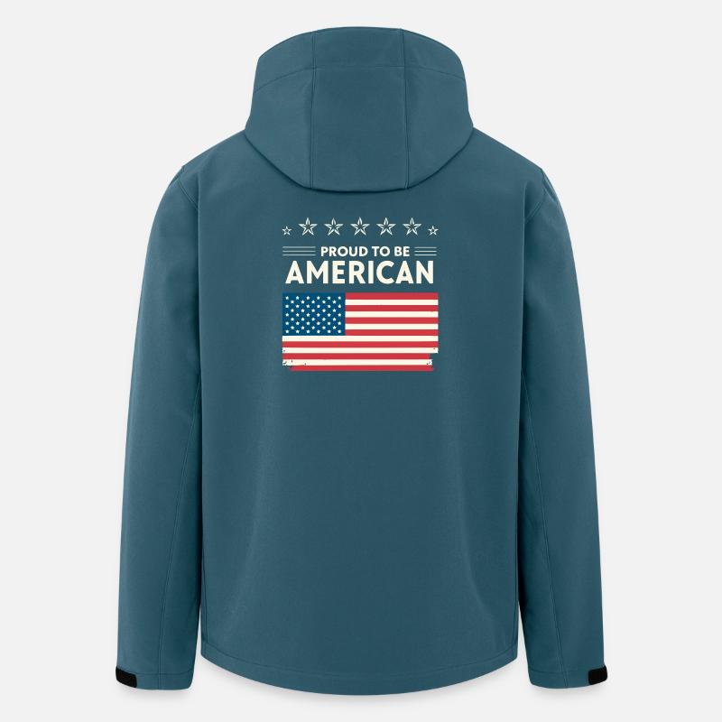 Fierté Américaine – Drapeau et Étoiles - Veste softshell homme en polyester recyclé Stanley/Stella - bleu pétrole foncé