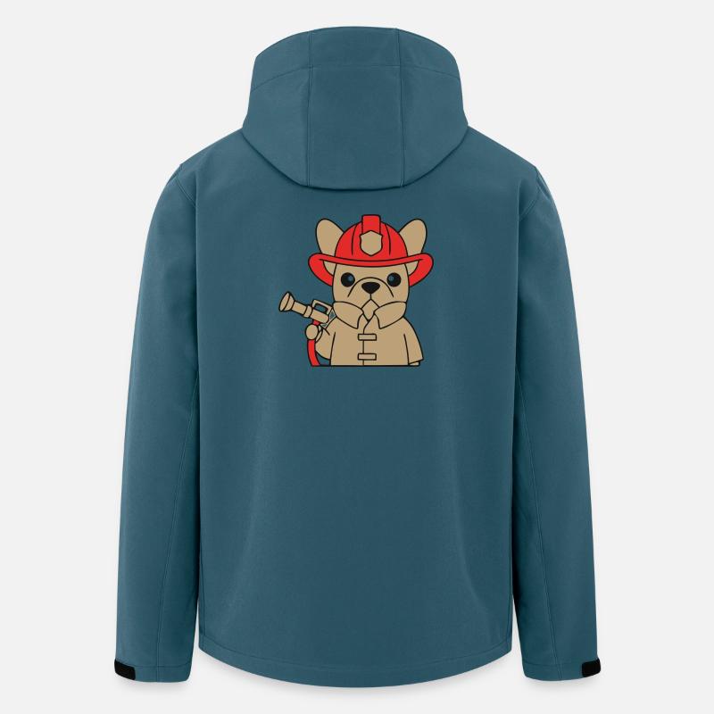  Frenchie Feuerwehr Hund Comic - Recycelte Männer Softshell-Jacke von Stanley/Stella - Dunkles Petrol