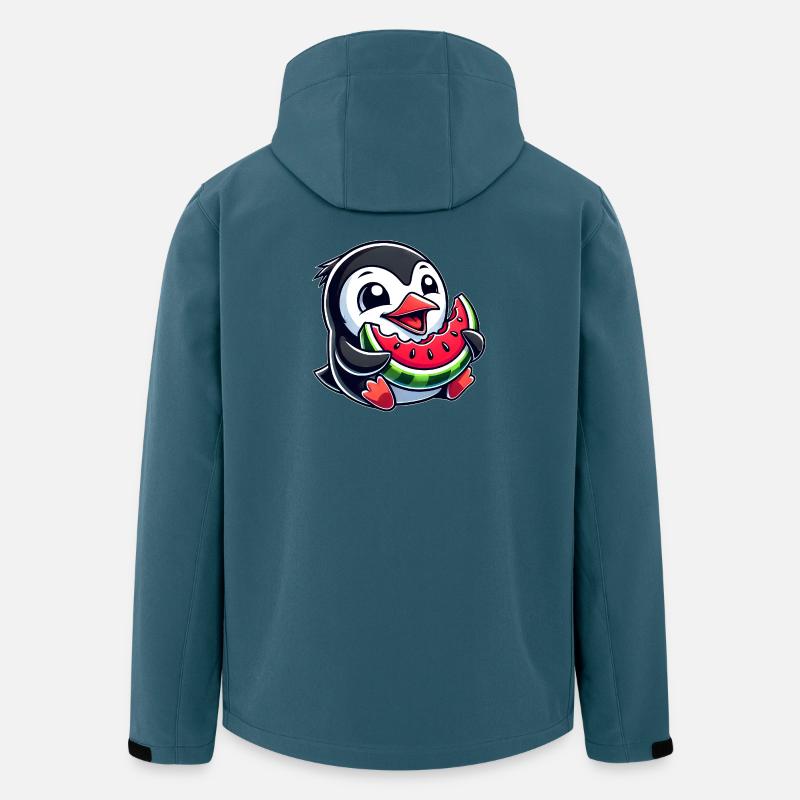 Pingouin avec pastèque fruit d’été - Veste softshell homme en polyester recyclé Stanley/Stella - bleu pétrole foncé