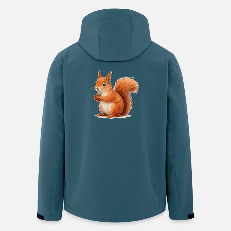 Écureuil avec illustration de gland - Veste softshell homme en polyester recyclé Stanley/Stella - bleu pétrole foncé