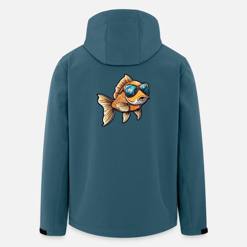 Goldfisch Comic Urlaub - Recycelte Männer Softshell-Jacke von Stanley/Stella - Dunkles Petrol