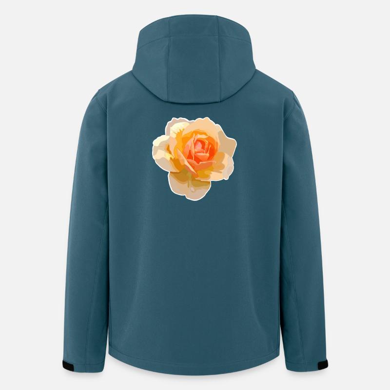 Rose orange style aquarelle - Veste softshell homme en polyester recyclé Stanley/Stella - bleu pétrole foncé