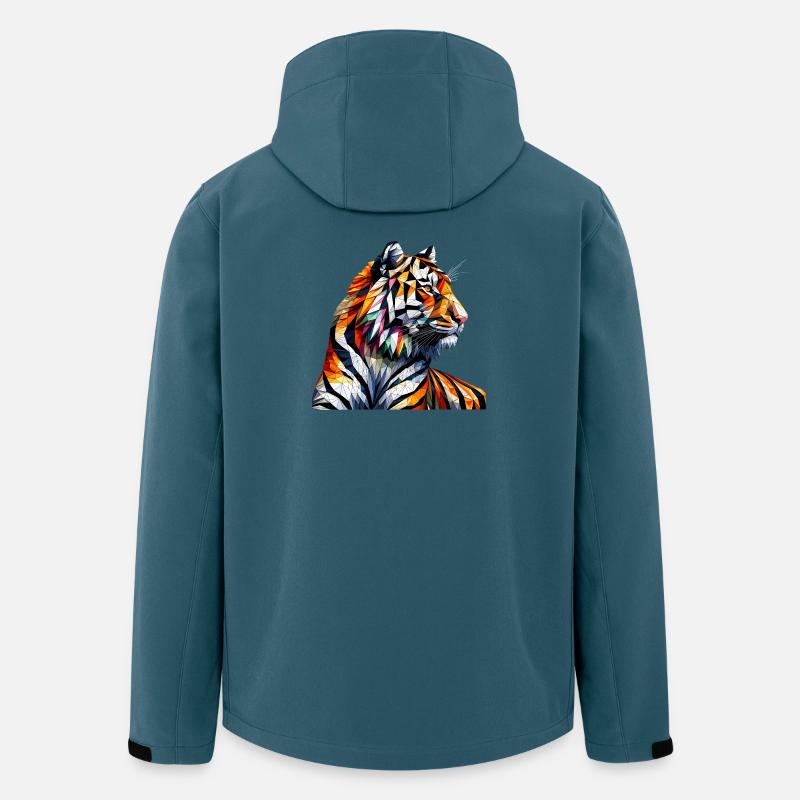Geometrischer Tiger Kunstdruck - Recycelte Männer Softshell-Jacke von Stanley/Stella - Dunkles Petrol
