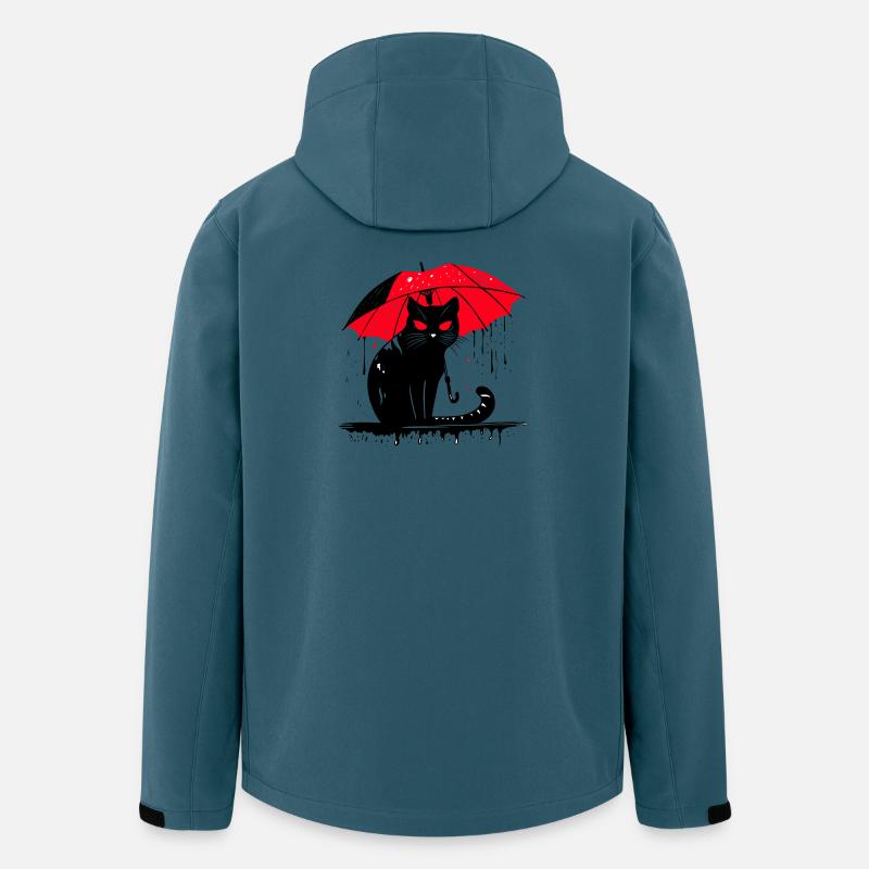 Katze mit Regenschirm – Sauwetter - Recycelte Männer Softshell-Jacke von Stanley/Stella - Dunkles Petrol